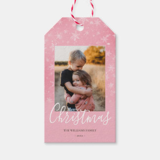Frohe Weihnachten Foto Simple Snowflakes Pink Geschenkanhänger