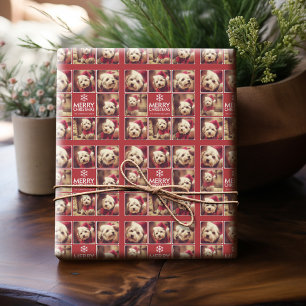 Frohe Weihnachten Fotocollage Rot Weiß Geschenkpapier