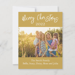 "Frohe Weihnachten" Fotokarte Gold Weiße Schrift Feiertagskarte