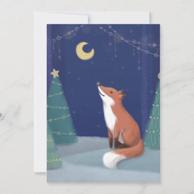 Frohe Weihnachten: Fox Illustration Art Einladung (Vorderseite)