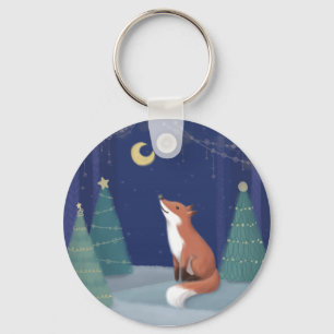 Frohe Weihnachten: Fox Illustration Art Schlüsselanhänger
