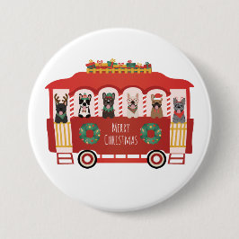 Frohe Weihnachten Französisch Bulldogs Holiday Tro Button