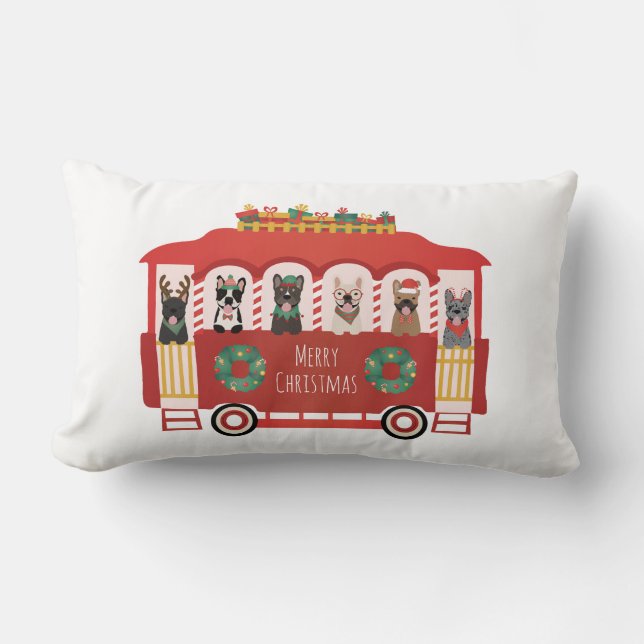 Frohe Weihnachten Französisch Bulldogs Holiday Tro Lendenkissen (Vorderseite)