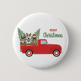 Frohe Weihnachten Französisch Bulldogs Red Lieferw Button