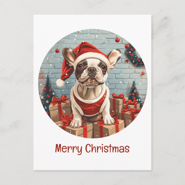 Frohe Weihnachten Französischer Bulldog Santa Dog (Vorderseite)