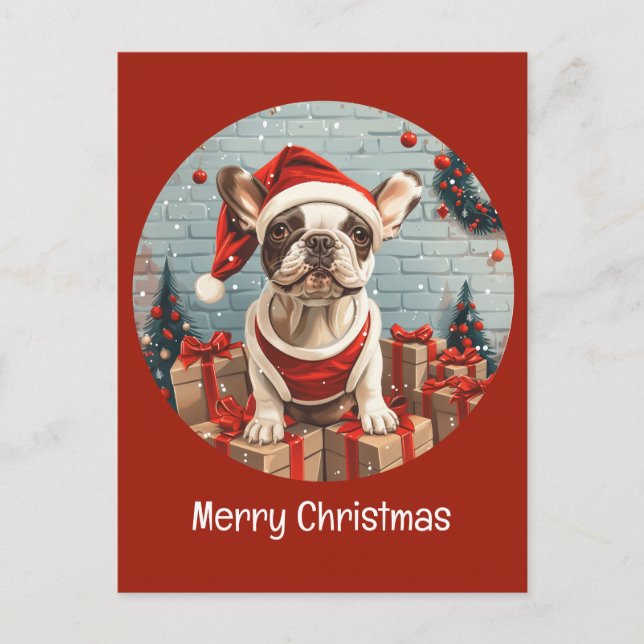Frohe Weihnachten Französischer Bulldog Santa Dog (Vorderseite)