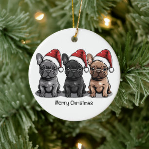 Frohe Weihnachten Französischer Bulldog Santa Dog Keramik Ornament