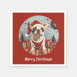 Frohe Weihnachten Französischer Bulldog Santa Dog Serviette
