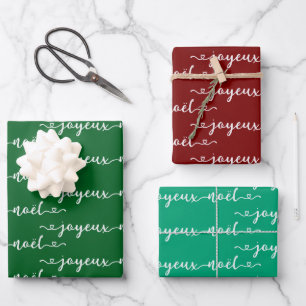 Frohe Weihnachten französisches Design Geschenkpapier Set