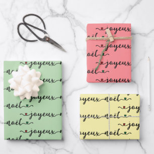 Frohe Weihnachten französisches Design Geschenkpapier Set