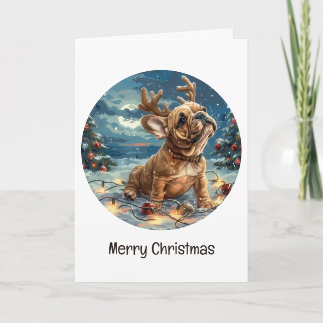 Frohe Weihnachten French Bulldog Rentier Dog (Vorderseite)