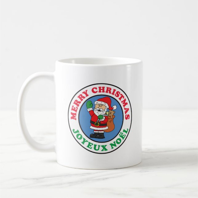 Frohe Weihnachten French Christmas Santa Coffee Mu Kaffeetasse (Links)