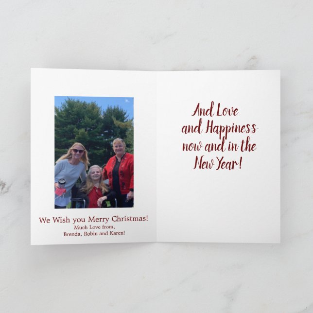 Frohe Weihnachten Frieden und Sicherheit mit Foto Karte (Innenseite)