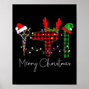 Frohe Weihnachten Friseur Lustiges Werkzeug Hairst Poster
