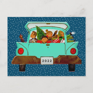FROHE WEIHNACHTEN   Frohe Feiertage Vintage Auto Postkarte