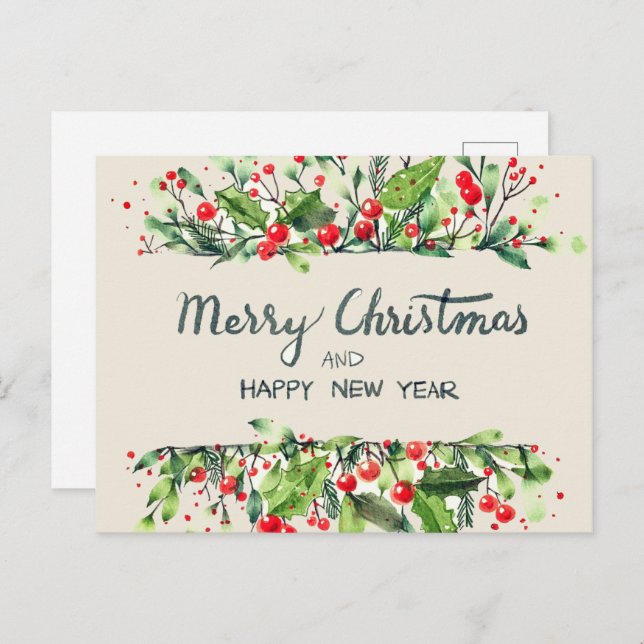 Frohe Weihnachten frohe neue Jahr Postkarten (Vorne/Hinten)