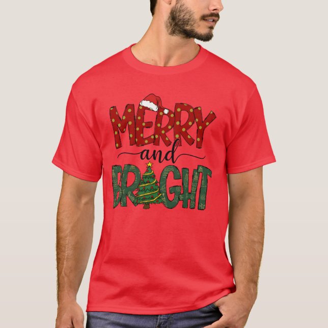 Frohe Weihnachten Frohe und helle Weihnachtsfrauen T-Shirt (Vorderseite)