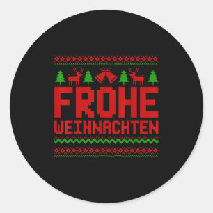 Frohe Weihnachten frohe Weihnachten auf Deutsch Fu Runder Aufkleber