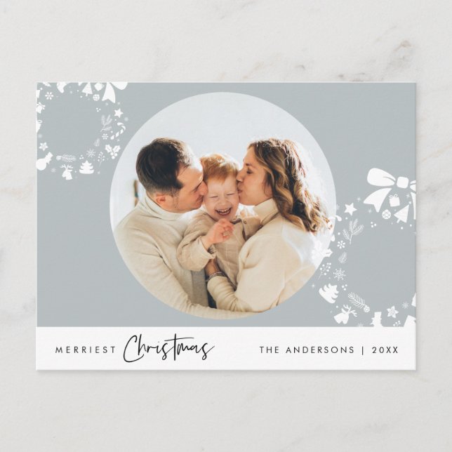 Frohe Weihnachten, frohe Weihnachten Familienfeier Postkarte (Vorderseite)