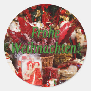 Frohe Weihnachten! Frohe Weihnachten im Deutschen  Runder Aufkleber