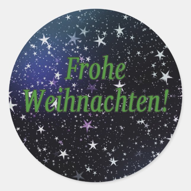 Frohe Weihnachten! Frohe Weihnachten im Deutschen  Runder Aufkleber (Vorderseite)