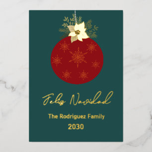 Frohe Weihnachten-Frohe Weihnachten roter Schmuck  Folien Feiertagskarte