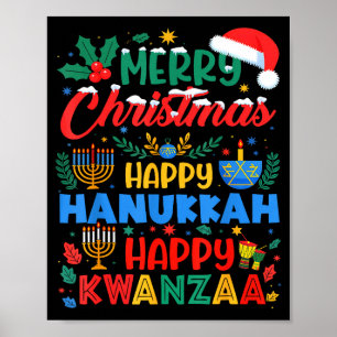 Frohe Weihnachten, frohes Chanukka und frohes Kwan Poster