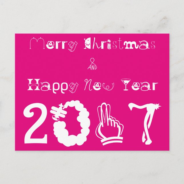 Frohe Weihnachten Frohes Neues Jahr 2017 Typografi (Vorderseite)