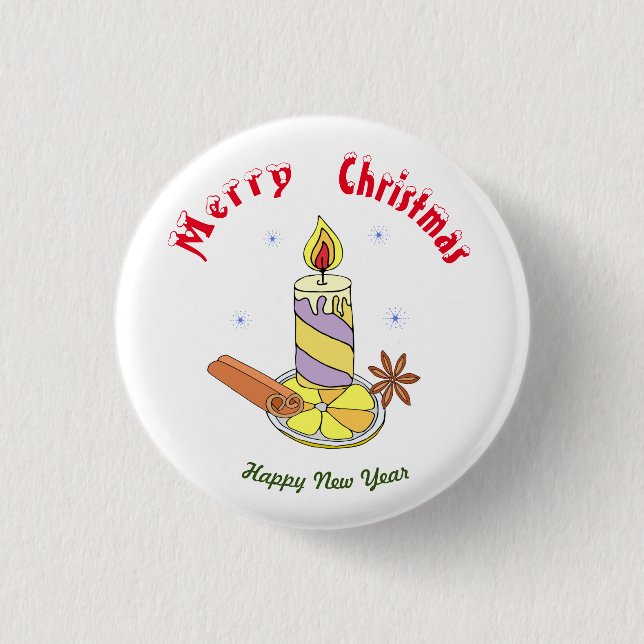 Frohe Weihnachten - Frohes Neues Jahr Button (Vorderseite)