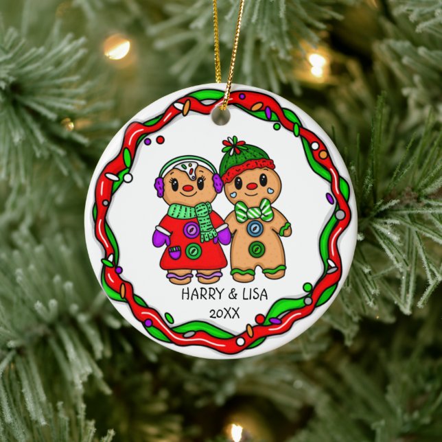Frohe Weihnachten | Frohes Neues Jahr | Gingerbrea Keramik Ornament (Baum)