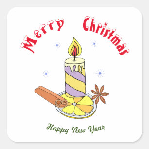 Frohe Weihnachten - Frohes Neues Jahr Quadratischer Aufkleber