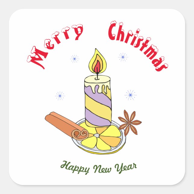 Frohe Weihnachten - Frohes Neues Jahr Quadratischer Aufkleber (Vorderseite)