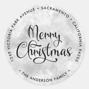 Frohe Weihnachten Frostige Rücksendeadressen-Aufkl Runder Aufkleber