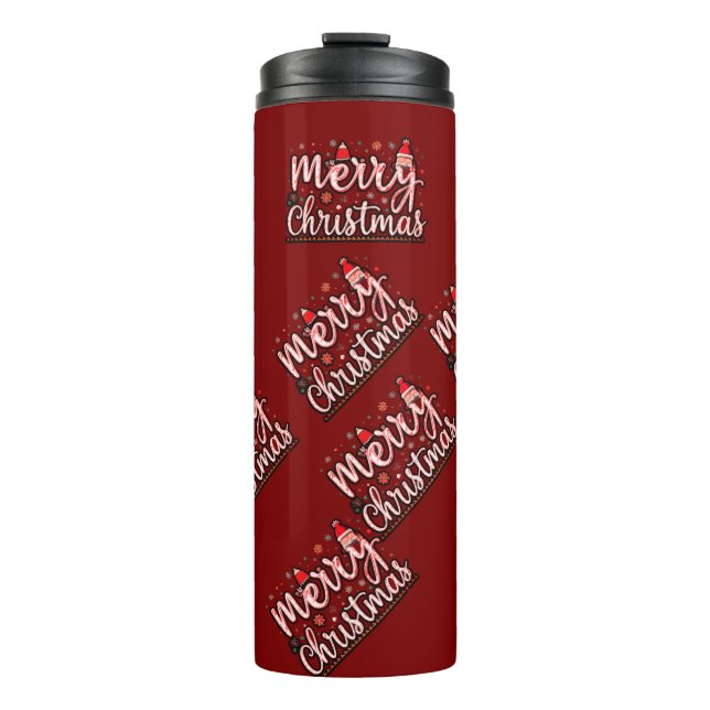 "Frohe Weihnachten: Frosty Elegance Fashion Design Thermosbecher (Vorderseite)
