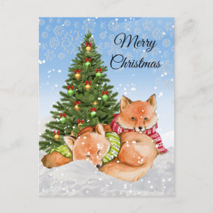 Frohe Weihnachten Füchse / Wildtier-Feiertag Postkarte