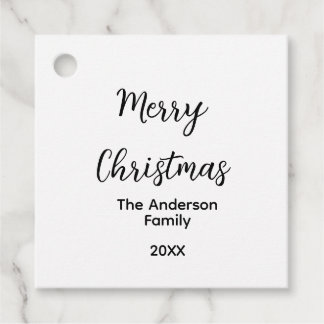 Frohe Weihnachten fügen Familienname Jahr Text cus Geschenkanhänger