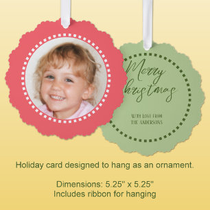 Frohe Weihnachten fügen Foto Familiennamen pink Ornament Karte