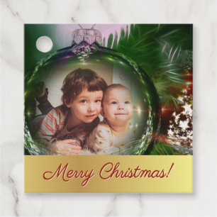 Frohe Weihnachten! Fun Bauble Foto Frame-Markierun Geschenkanhänger