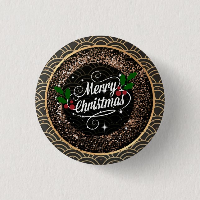 Frohe Weihnachten, Funkeln und Glitzer, Button (Vorderseite)