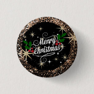 Frohe Weihnachten, Funkeln und Glitzer Button