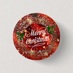 Frohe Weihnachten, Funkeln und Glitzer Button