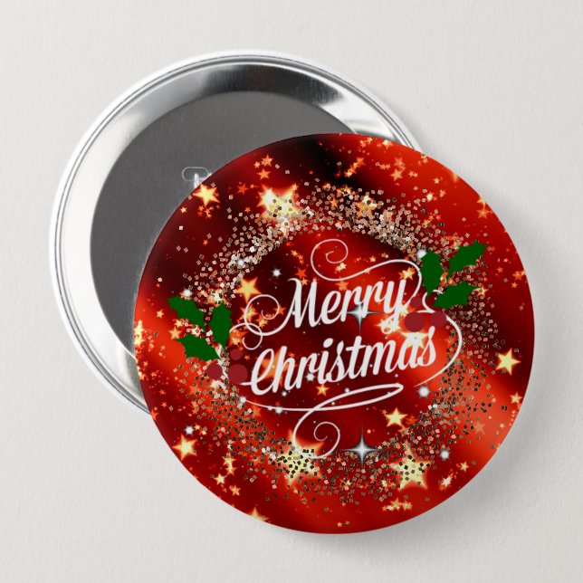 Frohe Weihnachten, Funkeln und Glitzer Button (Vorne & Hinten)