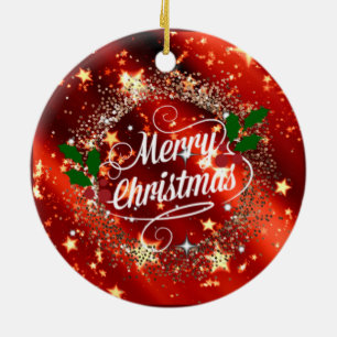 Frohe Weihnachten, Funkeln und Glitzer Keramik Ornament