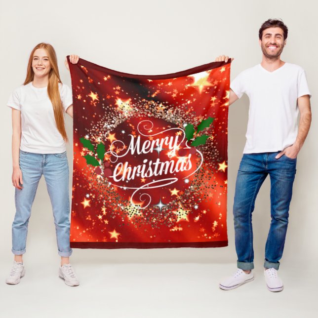 Frohe Weihnachten funkeln und leuchten Fleecedecke (Beispiel)