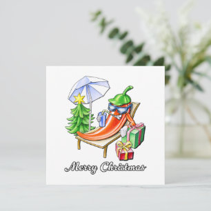 Frohe Weihnachten Funny Chili Cartoon Zeichnend Einladung