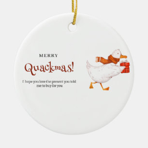 Frohe Weihnachten! Funny Duck Christmas Card, mini Keramik Ornament