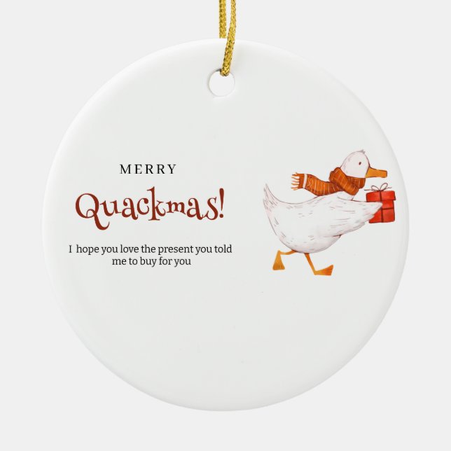 Frohe Weihnachten! Funny Duck Christmas Card, mini Keramik Ornament (Vorne)