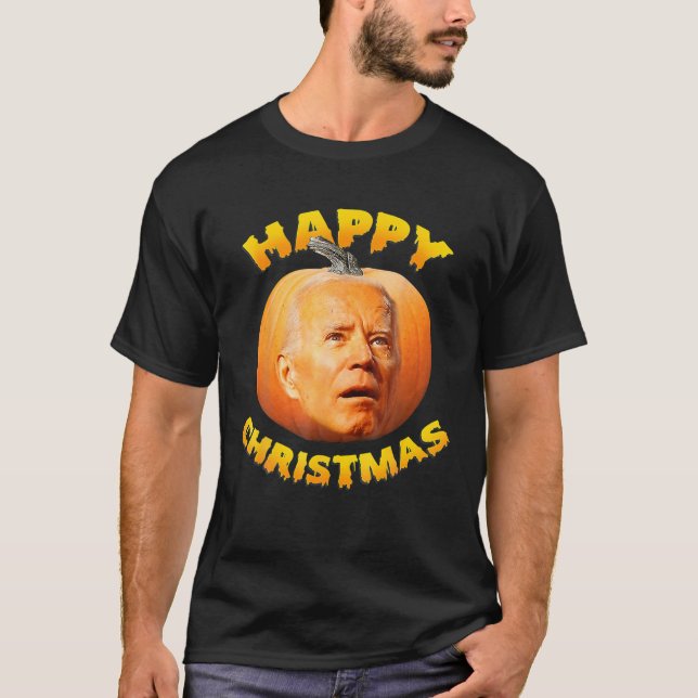 Frohe Weihnachten Funny Joe Biden Halloween Pumpki T-Shirt (Vorderseite)