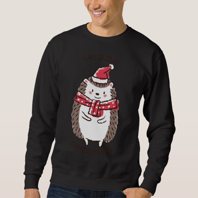 Frohe Weihnachten Funny Niedlichen Igel Weihnachts Sweatshirt (Vorderseite)