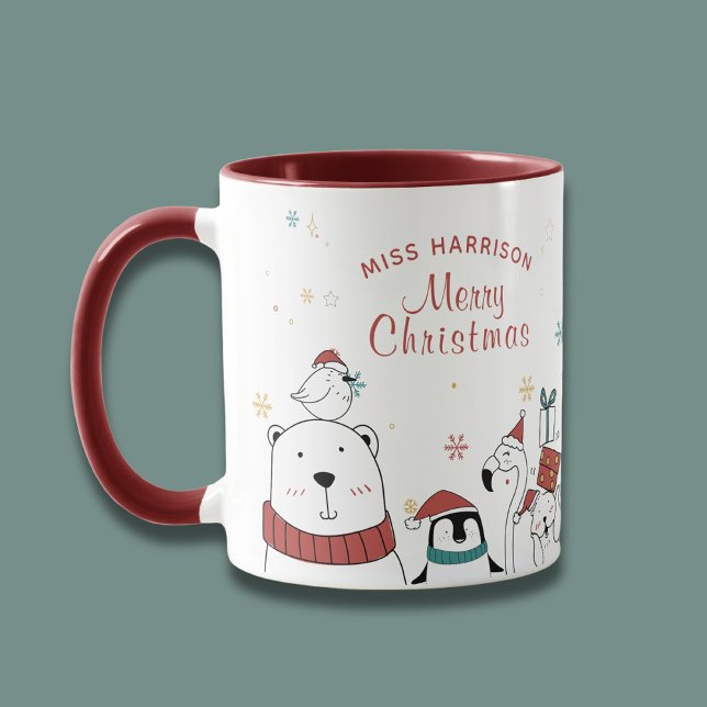 Frohe Weihnachten Funny Niedlicher Tiere Personali Tasse (Von Creator hochgeladen)
